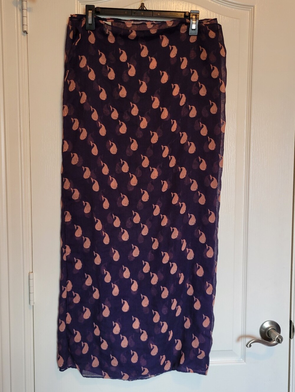 Francesca's Collections Navy Polyester Scarf with Pink Whale Motif 38" x 70"